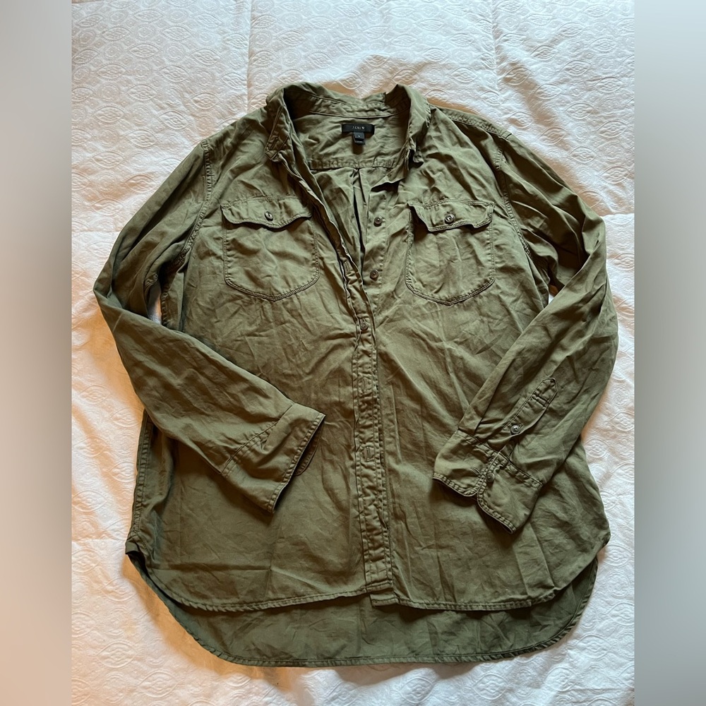 Army Green J Crew button down shirt